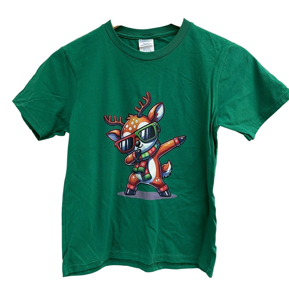 NEW Holiday Reindeer Tee Shirt Dab Dabbing Graphic‎ Print Youth Small - Picture 2 of 3